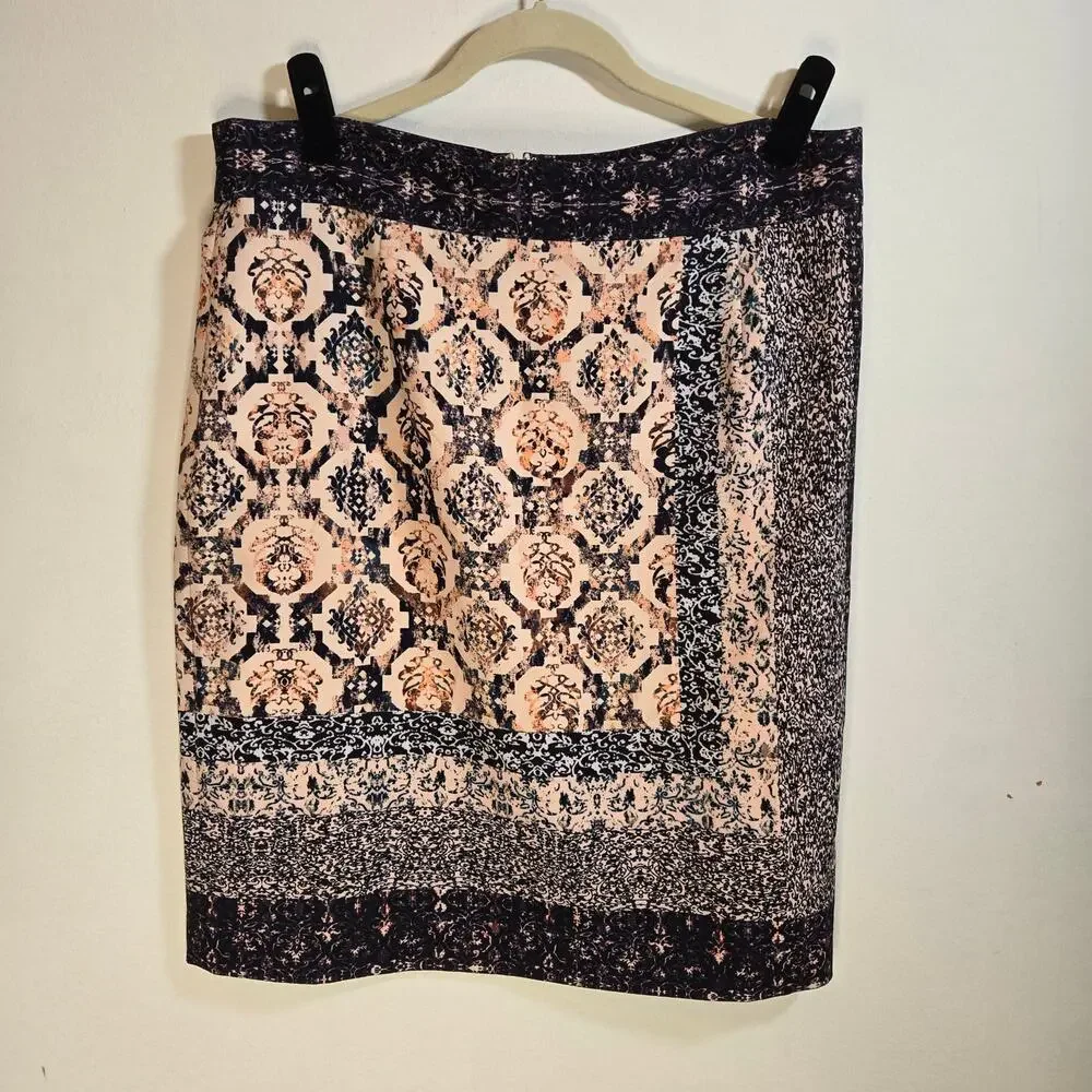 Antonio Melani Womens Multicolored Medalion Print Fully Lined Skirt. Size 14